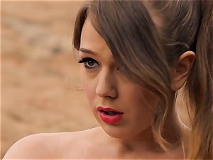 Alaina Fox celebrates by frolicking her juicy puss