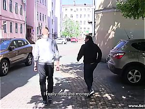 Russian makes money for her guy with taut muff