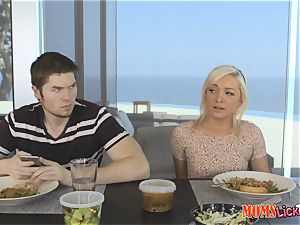milf and nubile cunt slurping under the dining table Nina Elle and Cleo Vixen